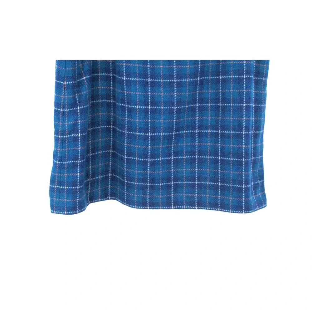 J. CREW Midi Tartan Plaid Skirt Women 14 Blue Wool Blend Belt Academia Old Money